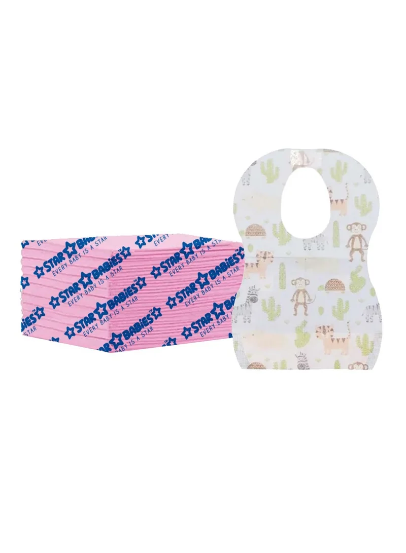 ستار بيبيز Star Babies Disposable Combo pack (Changing Mat 12pcs, Bibs 12pcs)-Pink